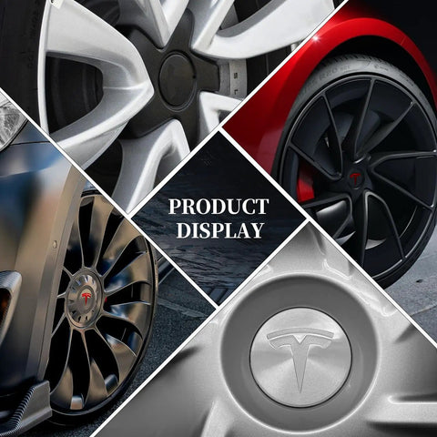 Set Of Four Aluminum Waterproof Wheel Cover Center Emblem Sticker For Tesla Model 3 And Model Y 56mm Hubcaps Rim Cover Matte