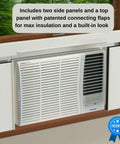 White Vinyl Foam Side Panels For Window AC Units Custom Trim To Fit, installed on an indoor unit for insulation.