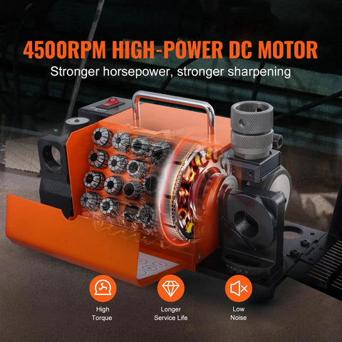 Heavy Duty Drill Bit Sharpener For Professionals And DIY Heroes with 4500RPM DC Motor for efficient sharpening.