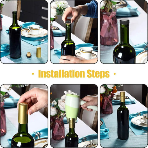 Wine Sealer Caps Set for Bottles PVC Heat Shrink Capsules 200 Pcs Multi Color Black Red Gold Silver installation steps