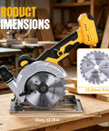 Heavy Hitter 6 Inch Cordless Circular Saw Featuring Brushless Motor 20 Volt Battery Compatible with 6 inch blade dimensions shown