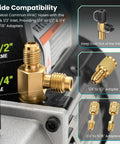 4 CFM Single Stage Vacuum Pump 110V With R134a AC Manifold Gauge Set And Leak Detector adapters and hoses detail