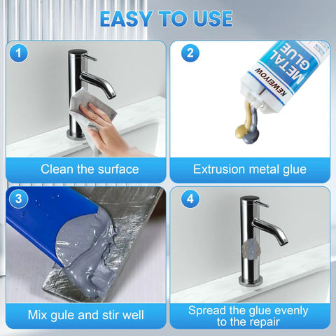 Steps to use Heavy Duty Metal Epoxy Glue Waterproof Liquid Welding Adhesive For DIY Automotive Body Filler And Exhaust Repair Kit