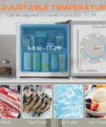 Adjustable temperature settings of Sleek Compact Countertop Mini Freezer With Removable Shelves And Cool Gray Housing.