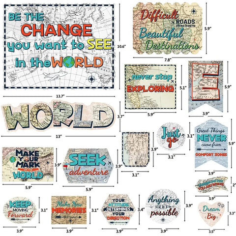 Map Bulletin Board Set With Travel Theme For Classrooms Adventure Decor Back To School Wall Party 29 Pcs Colorful Map Cutouts