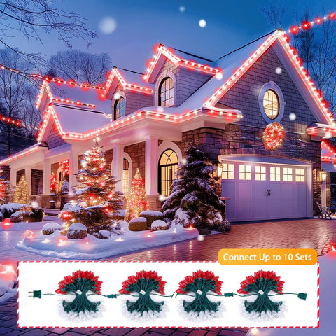 Go-To Outdoor Weatherproof String Lights With End-To-End Connectable 25 Ft String, 25 Clear C9 Bulbs on decorated house
