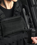Top Shelf Black 3 Pack Tactical Zipper Pouches Featuring Secure Hook And Loop Panel For Tactical Vest Chest Rig, shown on gear.