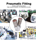 Two Way Connector Chrome Plated Pneumatic Quick Coupler With Self Locking Mechanism For One Handed Quick Connect in industrial setting