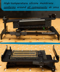Hands Free Through-Hole Soldering Jig For PCBs And Breadboards CSJ-1, showing side view with conforming silicone membrane.