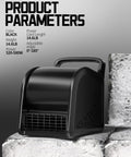 Industrial Floor Fan Air Mover 580W Power, 22 Meters Per Second Wind, 685 CFM Airflow, 3-Speed Control, 185 Degree Tilt, black color