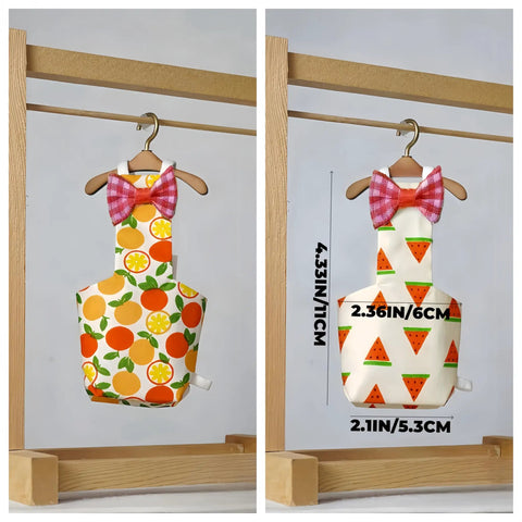 All In One Two Pack Bird Diaper Kit With Harness And 80 Inch Leash Waterproof Nappy Flight Suit with fruit designs on hangers
