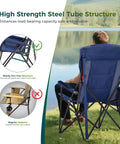 Person sitting on Oversized Folding Camping Chair With High Back Support Heavy Duty Lawn Chair For Adults Supports Up To 500 Lbs
