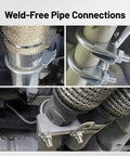 Heavy Duty 5 Inch U Bolt Exhaust Clamp Set For 5 Inch OD Exhaust Pipes installed on exhaust system