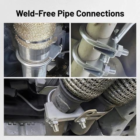 Heavy Duty 5 Inch U Bolt Exhaust Clamp Set For 5 Inch OD Exhaust Pipes installed on exhaust system