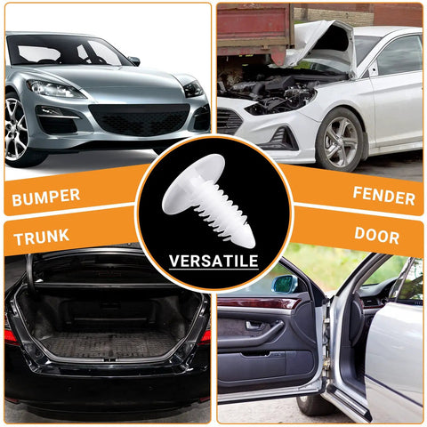Top Notch Heavy Duty Christmas Fasteners And Vapor Barrier Clips In 1 Inch White versatile nylon clips for car bumper, fender, trunk, and door use.