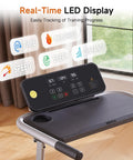 2 In 1 Folding Treadmill With Height Adjustable Desk For Home Office Use, Standalone Workout Machine Reaches Up To 8 MPH, controls view