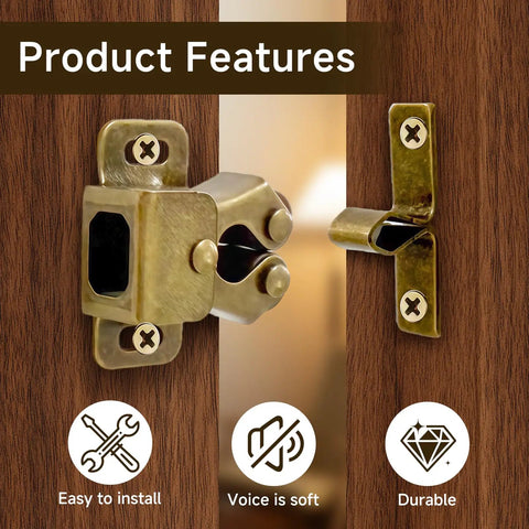 Six Pack Cabinet Door Latches With Screws, Bronze Finish Double Roller Catch Hardware For Cabinets, Closets, Cupboards