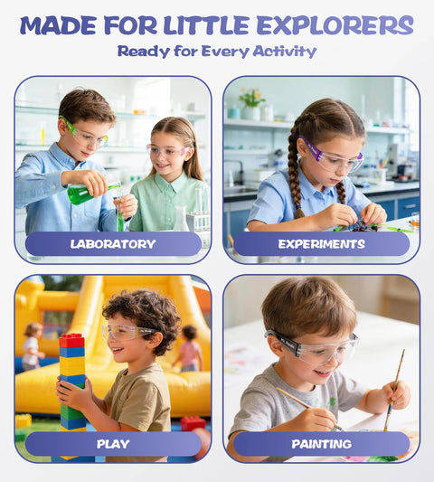 Rad 6 Pack Kids Safety Glasses Youth Protective Eyewear ANSI Z87 Certified during lab experiments and play activities.