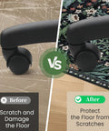 Comparison of chair wheels on bare and protected flooring with Green Grass Office Chair Mat For Hardwood And Tile Floors 36 By 48 Inches Heavy Duty Desk Chair Mat Under Desk Rug For Rolling Computer Chairs Anti Slip Low Pile Carpet Floor Protector