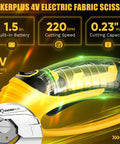 Cordless Electric Scissors For Cardboard And Box Cutting With Safety Lock And LED Light 4V highlighted features