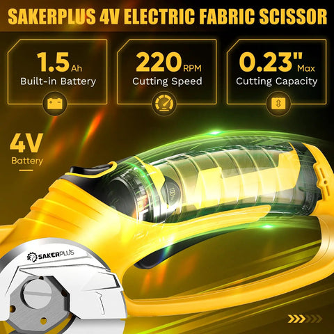 Cordless Electric Scissors For Cardboard And Box Cutting With Safety Lock And LED Light 4V highlighted features