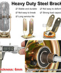 Set Of Four Heavy Duty Industrial Pneumatic Caster Wheels With Brakes Double Ball Bearing Swivel Casters Featuring Thick Shock Absorbing Rubber Tires, detail of steel bracket and tire.
