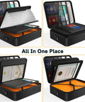 Fireproof Document Safe Box With 5200 Degree Fahrenheit Heat Insulation, Water Resistant Portable Organizer for Home and Travel