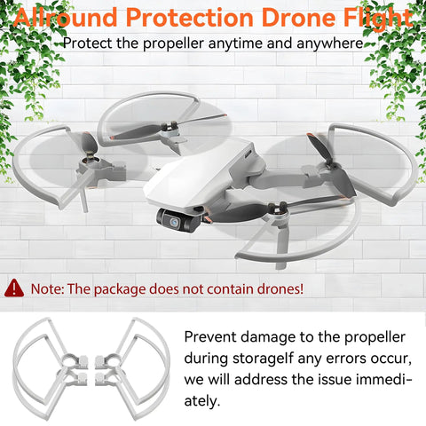 DJI Mini 2 Series Drone Accessories Kit with propeller guards attached for safe flight demonstration.