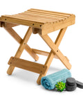 Foldable Shower Stool For Tiny Bathrooms Bamboo Foot Rest And Shaving Stool Space Saver Portable Folding Shower Bench Inside Shower Wooden Sauna Chair For Homes And RVs