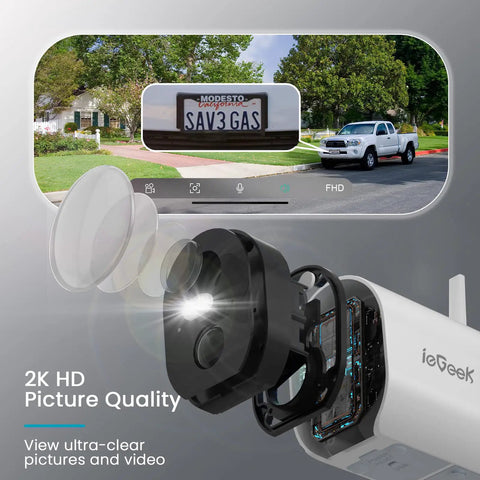 Wireless Outdoor Security Camera With 2K Solar Power, Spotlight And Siren, AI Motion Detection, high image quality displayed
