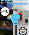 Heavy Duty 50 Amp Rv Generator Cord 100 Ft Power Extension Cable with right angle plug connected to power inlet.