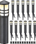 Lit 12 Pack Low Voltage Landscape Pathway Lights 3W LED 3000K Warm White 12 To 24V CRI 90 Plus Aluminum Bollard Style