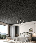 Black 2x2 Drop Ceiling Tiles For Glue Up Install In Standard Fifteen Sixteenth Inch Grids Slick Classic Style Lightweight PVC Panels