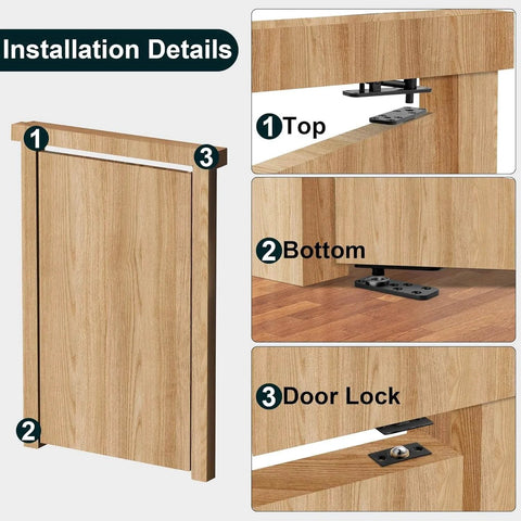 Installation details of Heavy Duty 360 Degree Pivot Hidden Door Hinge with stainless steel construction for secret doors.