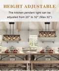 Open Cage Farmhouse Ceiling Light Fixture With 5 Light Dining Room Chandelier for over table adjustable height in kitchen