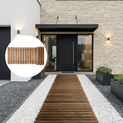 6 Ft Roll Out Garden Pathway Straight Non Slip Wooden Walkway With Rounded Edges Instant Outdoor Decoration No Assembly Required