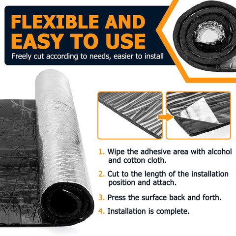 394 Mil 40 Inch By 40 Inch Car Sound And Heat Dampening Insulation Mat Deadener, waterproof aluminum, flexible installation
