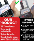Self Inking Date Stamp With Received Phrase showing date adjustment feature and clean shield finger guard, hands-on demonstration.