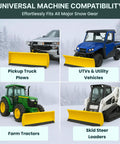 Heavy Duty Snow Plow Rubber Cutting Edge 96 By 6 Inches For Pickup Trucks And Tractors shown on various vehicles.