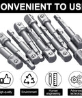 20 Piece 3/8 Inch Impact Socket Adapter Set With Square Bit Adapters For Drills And Extensions, Hex Impact Socket Bits For Automotive DIY, 1/4 Inch Hex Shank, Silver on display