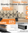 70 Inch Extender Collapsible Wagon With Extended Tailgate For Beefy Heavy-Duty Transport All-Terrain Big Wheels Foldable Utility Cart loaded with sandbags showing its maximum support capacity, durable frame with anti-rust and thickened steel tubes.