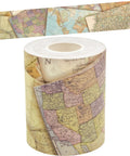 Travel The Map Straight Rolled Border Trim For Classrooms And Offices 50Ft shown with map design on a roll