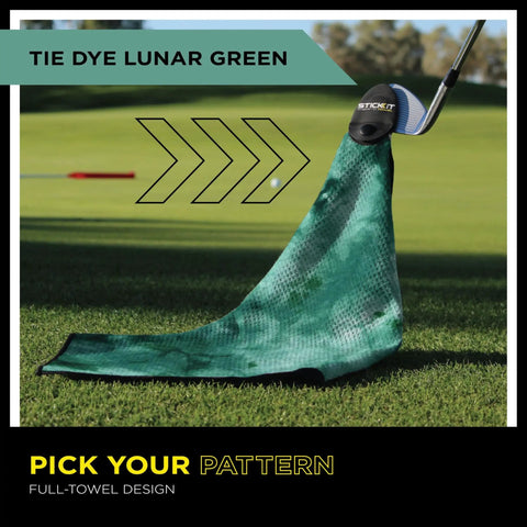 Heavy Duty Magnetic Golf Towel With Top Tier Neodymium Magnet For Carts And Clubs Ultra Absorbent Fast Drying Microfiber Tie Dye Lunar Green design