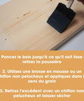 Smooth As Butter Pre Stain Wood Conditioner For Blotch Free Even Coverage being applied on raw wood with a foam brush.