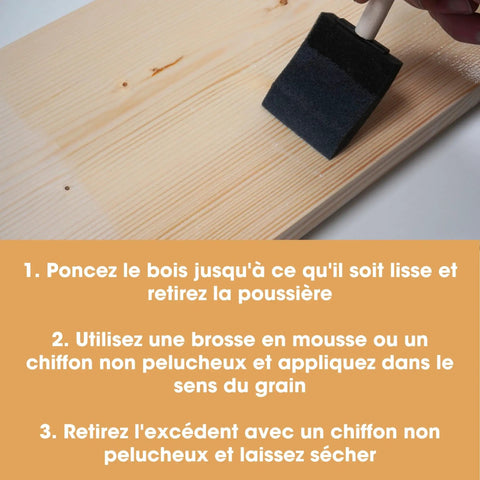 Smooth As Butter Pre Stain Wood Conditioner For Blotch Free Even Coverage being applied on raw wood with a foam brush.
