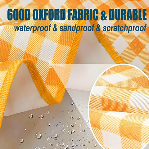 Close-up of waterproof 600D Oxford fabric picnic mat from No Fuss 3 Person Pop Up Camping Tent With 80 By 80 Inch Picnic Mat