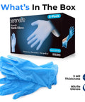 500 Count Hardcore Nitrile Vinyl Disposable Gloves Featuring A Reliable Textured Grip And Puncture Resistant Build For Effortless Kitchen Prep Auto Detailing And Serious Home Cleanup Grind, blue nitrile gloves in packaging.
