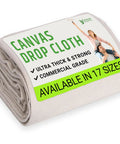 All Purpose Canvas Drop Cloths For Painting And Renovation Pro Grade Heavy Duty Floor And Furniture Protection Reusable Painters Tarp shown folded