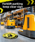 5 Pack Forklift Parking Keep Clear Floor Signs, 17 Inch Adhesive Safety Stickers For Warehouse Shop Office, Heavy Duty Traffic Warning Decals, Clear Aisle Markers For Loading Zones And Safety Management on warehouse floor