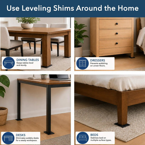 Five Point Five Inch Prescored Leveling Furniture Shims 12 Pack No Brainer Anti Wobble Wedges For Floors use examples